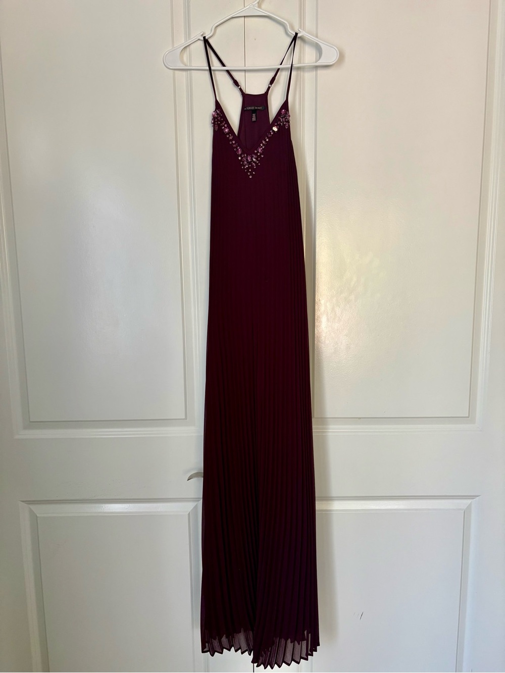 Victoria's Secret Plum Embellished V-Neck Pleated Maxi Dress